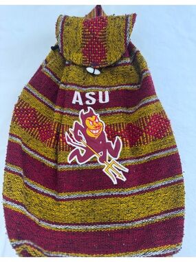 Arizona State University Southwestern Woven Backpack Maroon Gold Sparky Mascot